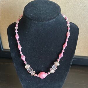 Vintage Pink Crystal Bead Necklace